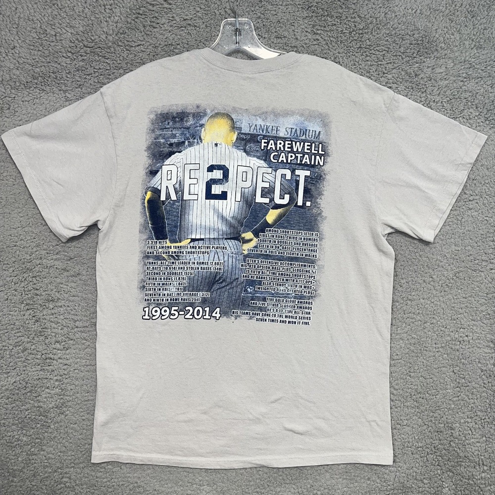 Derek Jeter Farewell Captain T Shirt‎ Men's Size XL White Legendary #2 2014 Tee